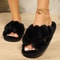 FuzzWave Womens CrossBand Furry Slides Plush EVA Light Slippers 8