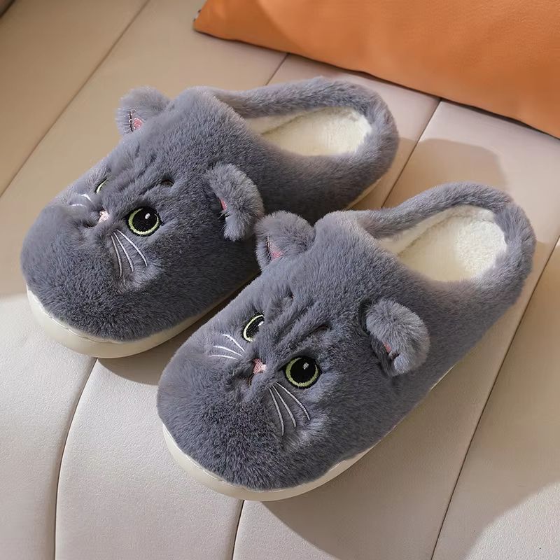 PurrLuxe Winter Warm Fuzzy Cat Plush Slippers For Women 5