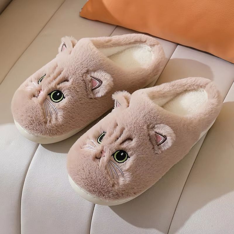 PurrLuxe Winter Warm Fuzzy Cat Plush Slippers For Women 8