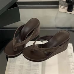 cloudroar women's leopard print platform wedge flip flops stylish thick bottom summer sandals