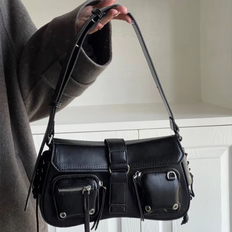 GothEdge PU Leather Underarm Shoulder Bag With Zipper 1