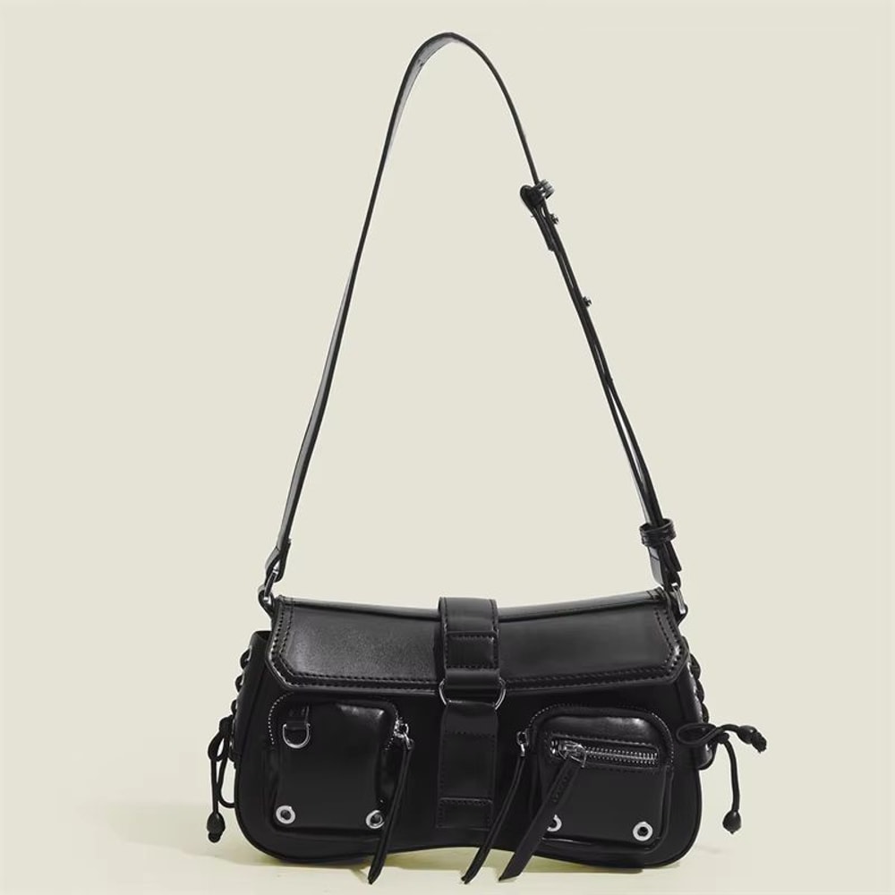 GothEdge PU Leather Underarm Shoulder Bag With Zipper 2