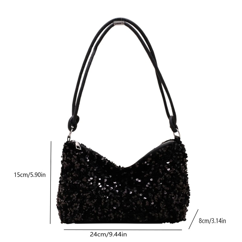 Black Spice Glitter Underarm Crossbody Shoulder Bag For Women 3