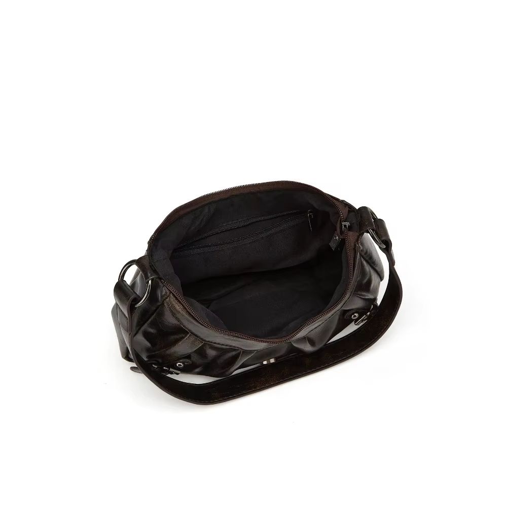 RetroWave Pleated Rivet Shoulder Bag For Women Y2K Underarm Fashion Tote 2