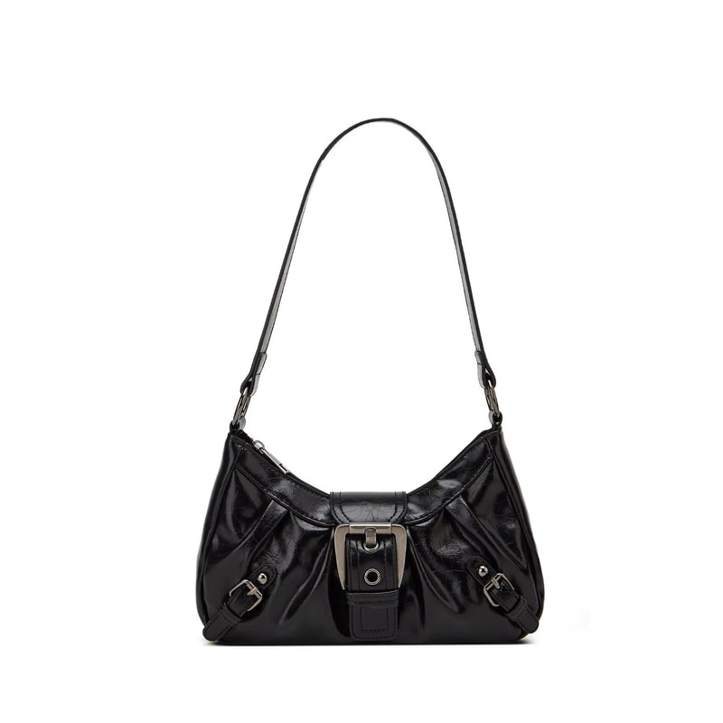 RetroWave Pleated Rivet Shoulder Bag For Women Y2K Underarm Fashion Tote 7