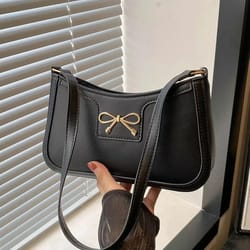 korean bow underarm shoulder bag for women soft pu crossbody commuter purse