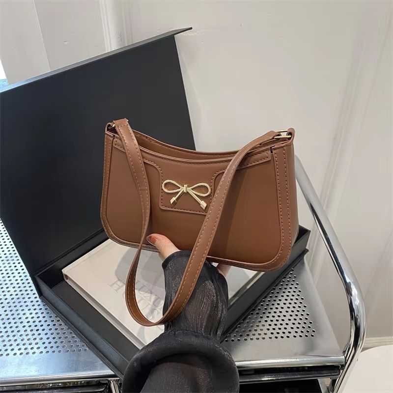 Korean Bow Underarm Shoulder Bag For Women Soft PU Crossbody Commuter Purse 7