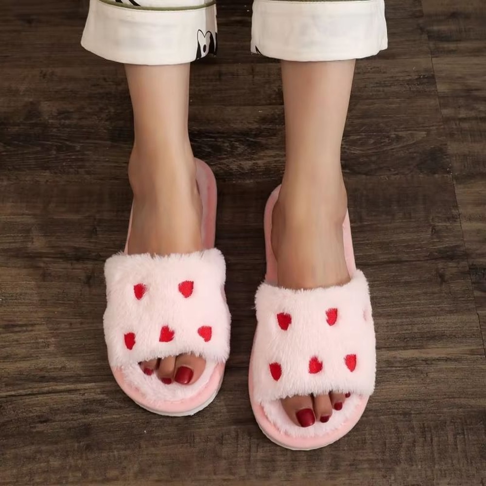 CozyHeart Furry Winter Slippers For Couples Soft Indoor House Slides 1