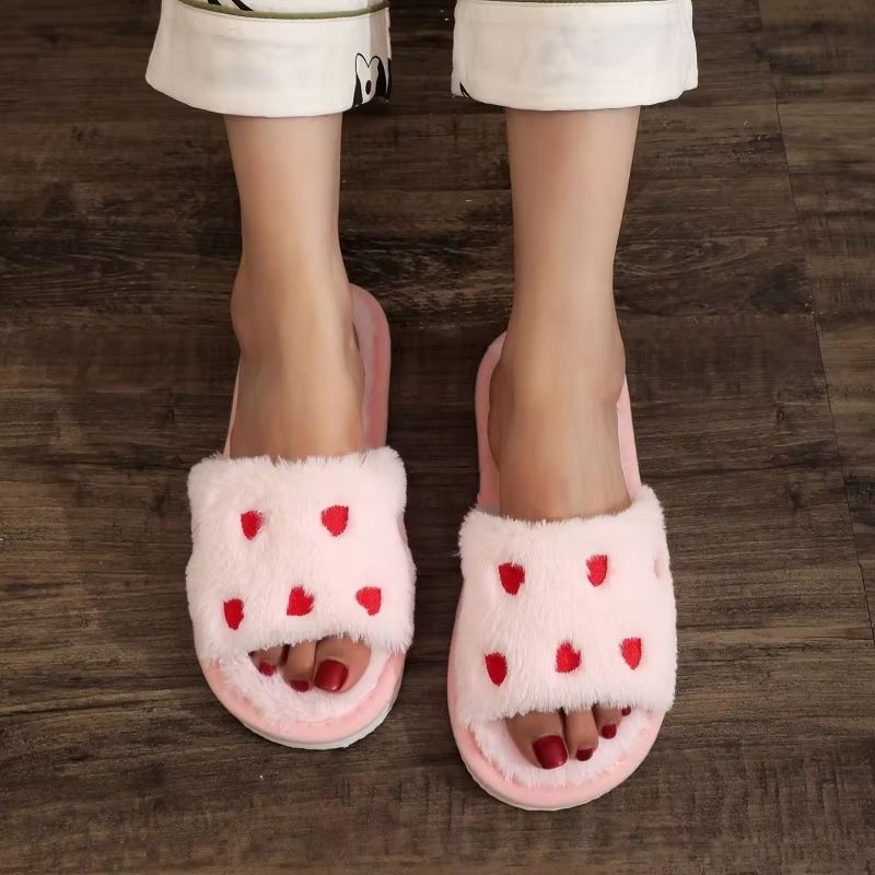 CozyHeart Furry Winter Slippers For Couples Soft Indoor House Slides 1