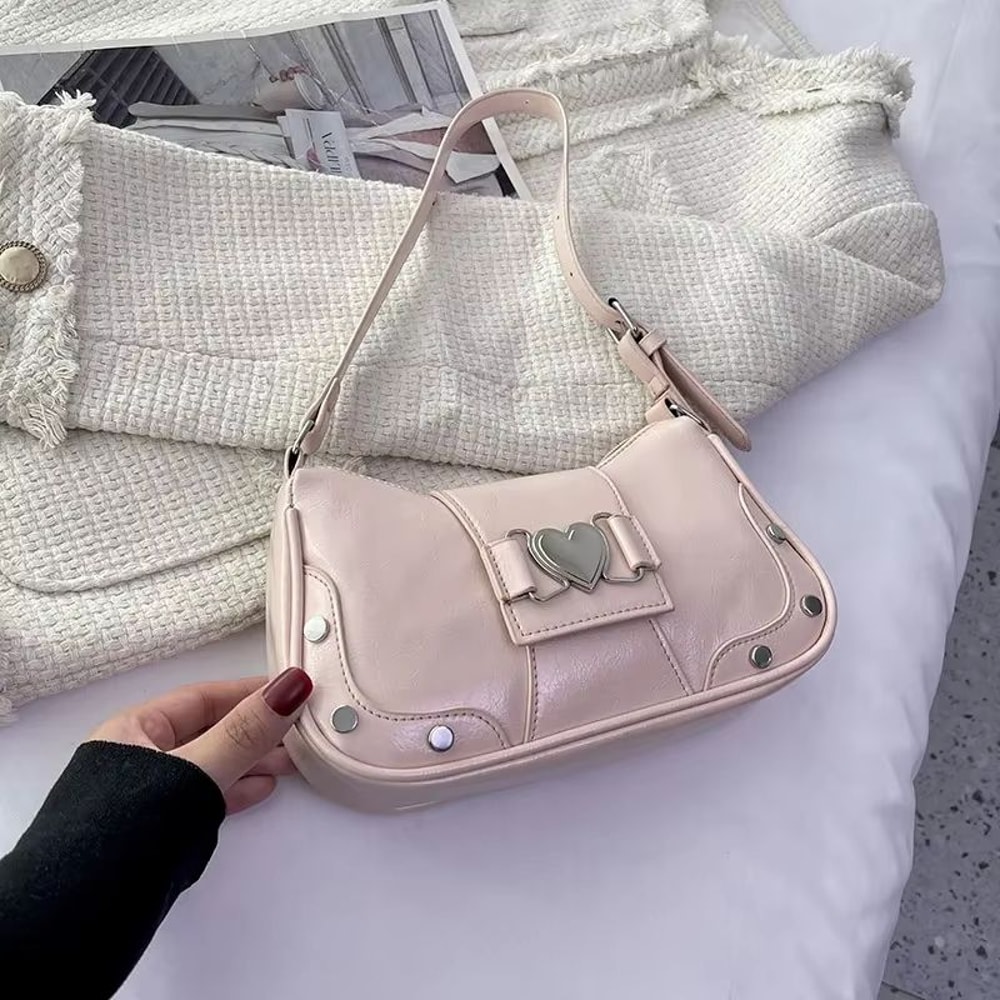 Elegant Bow Underarm Shoulder Bag For Women Soft PU Leather Commuting Purse 15