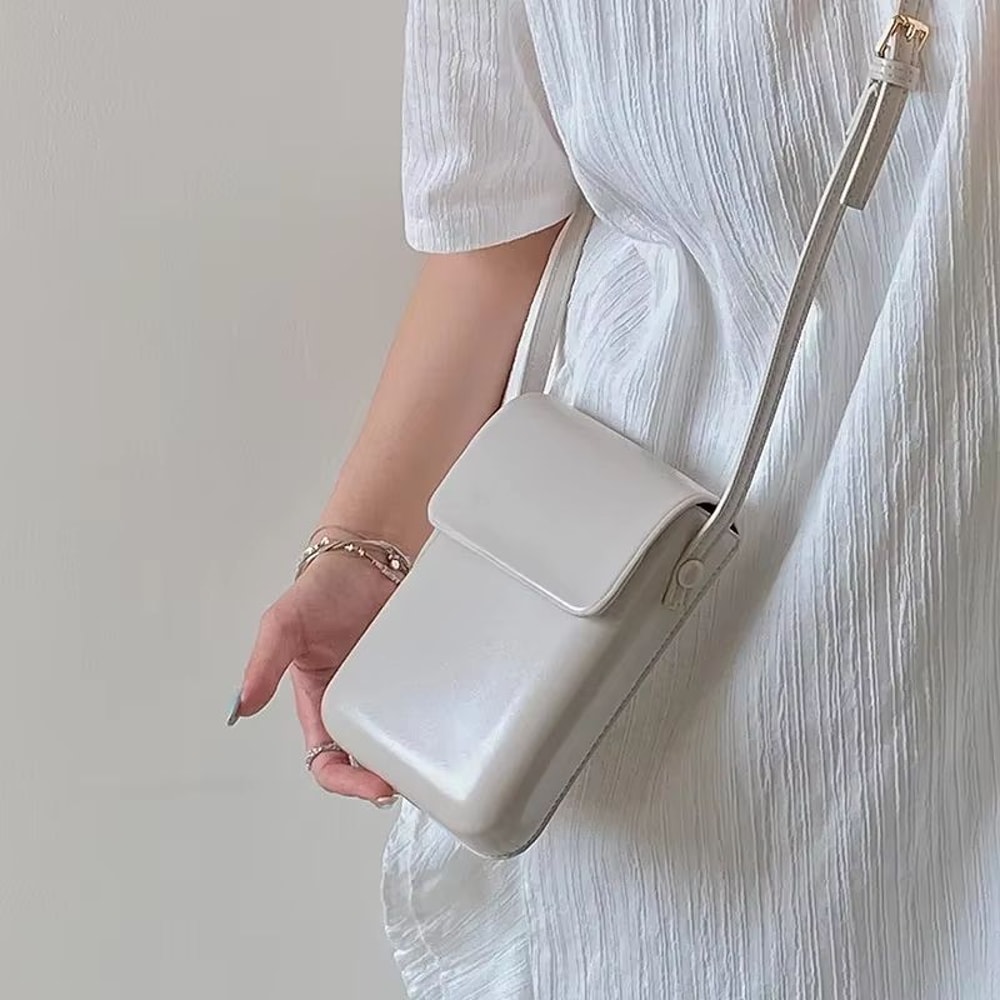 Mini PU Leather Flap Crossbody Bag For Women Simple Solid Everyday Shoulder Purse 7