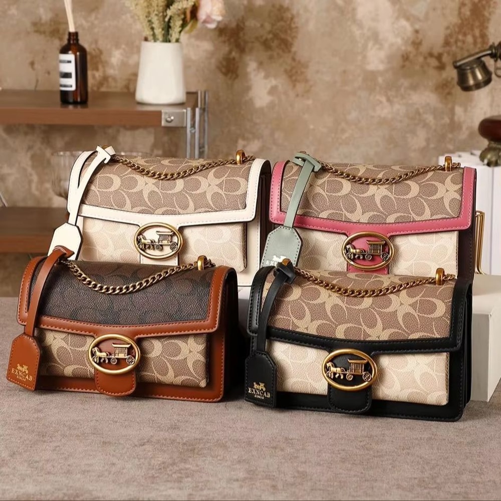 Light Luxury Color Contrast Underarm Shoulder Bag Small Square Crossbody Purse 0