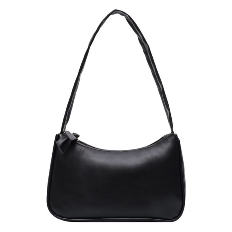 Retro Bow Forearm Baguette Bag For Women PU Leather Underarm Shoulder Purse 5
