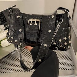 retrorock y2k gothic underarm tote bag for women – edgy shoulder sling purse