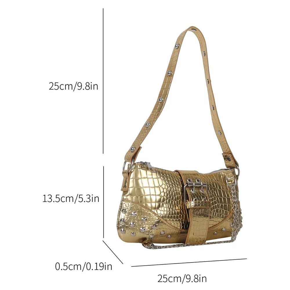 RetroRock Y2K Gothic Underarm Tote Bag For Women Edgy Shoulder Sling Purse 9