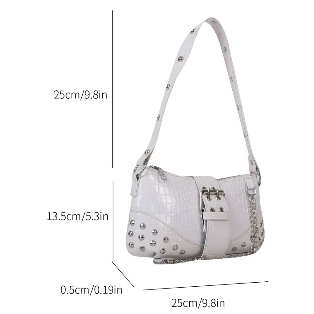 RetroRock Y2K Gothic Underarm Tote Bag For Women Edgy Shoulder Sling Purse 6