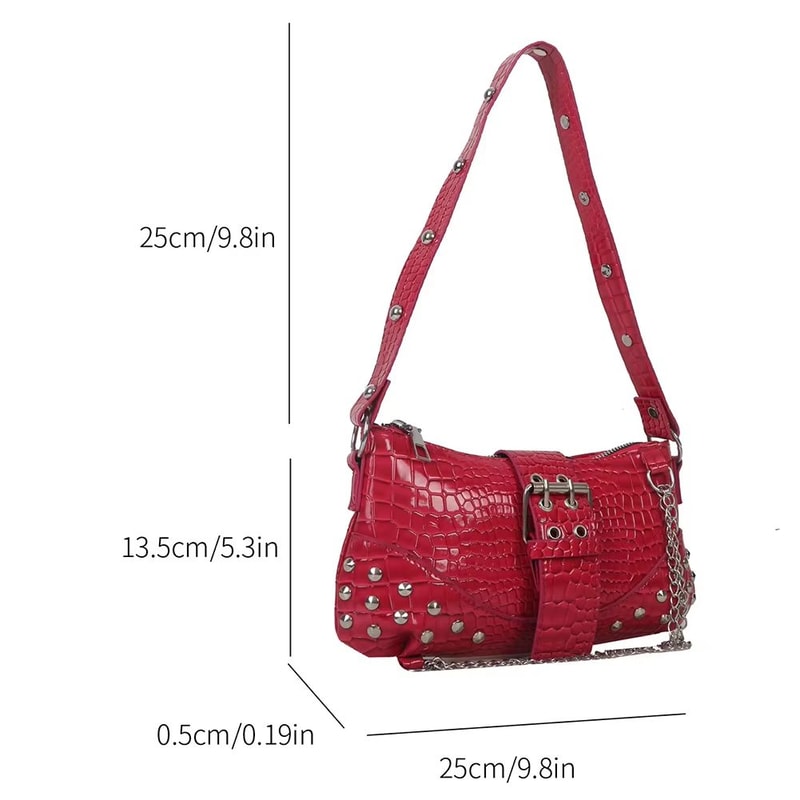 RetroRock Y2K Gothic Underarm Tote Bag For Women Edgy Shoulder Sling Purse 7