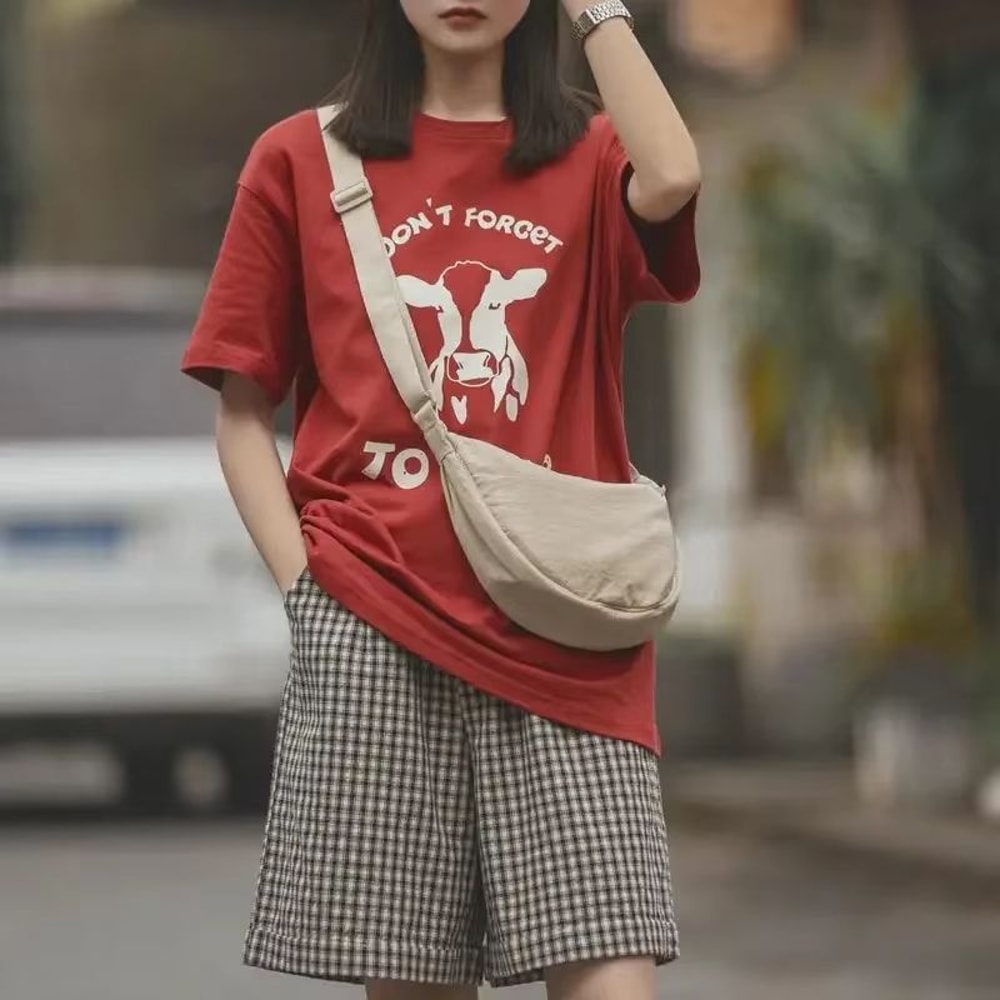 Solid Color Half Moon Chest Bag Large Capacity Unisex Crossbody Travel Sling 1