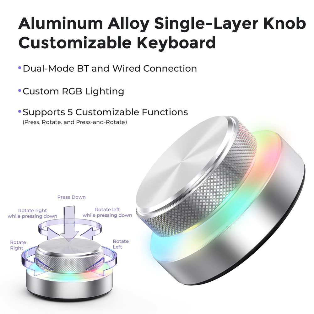 ProControl DualLayer RGB Wireless Custom Keyboard With Volume Knob 12