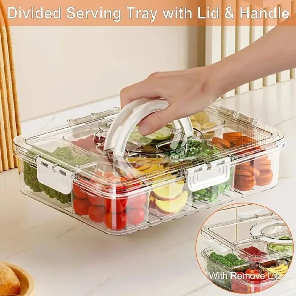 FreshKeeper 8Grid Divided Food Storage Box With Lid 1