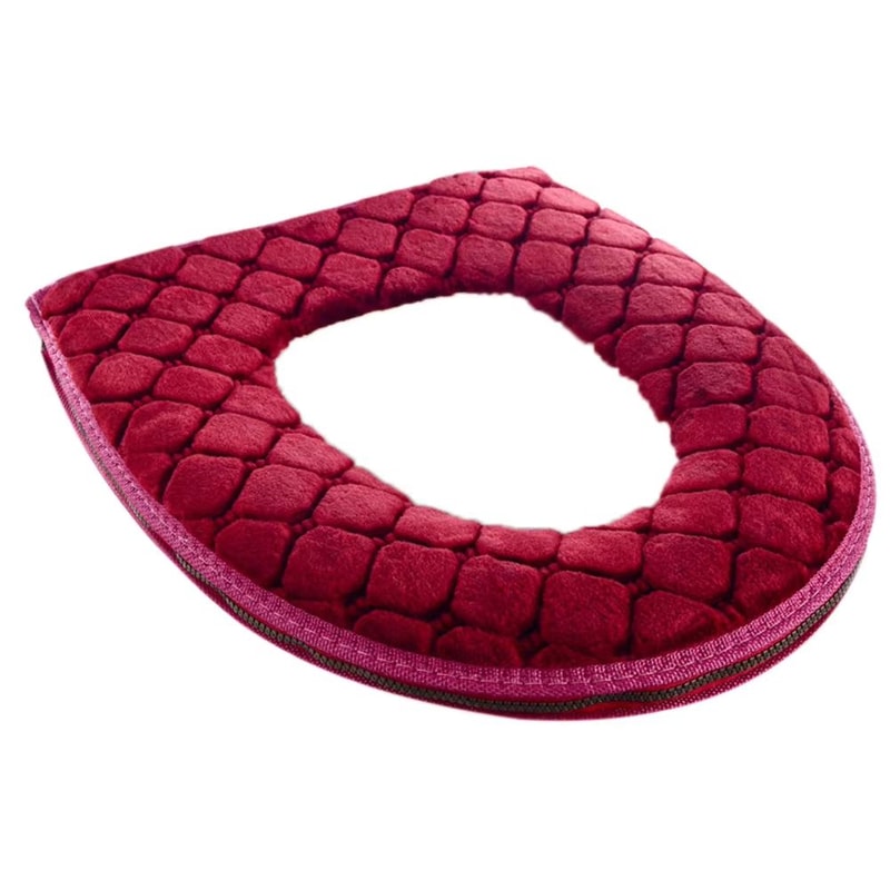 Ultra Soft Plush Toilet Seat Cover Cushion Washable O Shape Bathroom Warmer 8