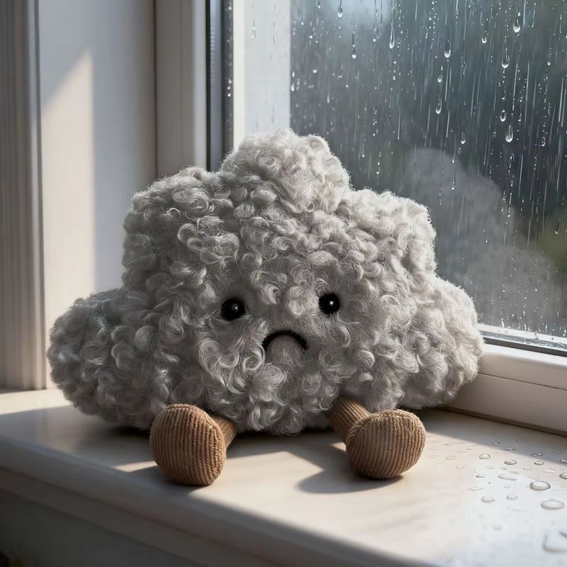 Kawaii Soft Sad Cloud Plush Toy 63in Gray Cloud Throw Pillow Plush Doll Gift 6