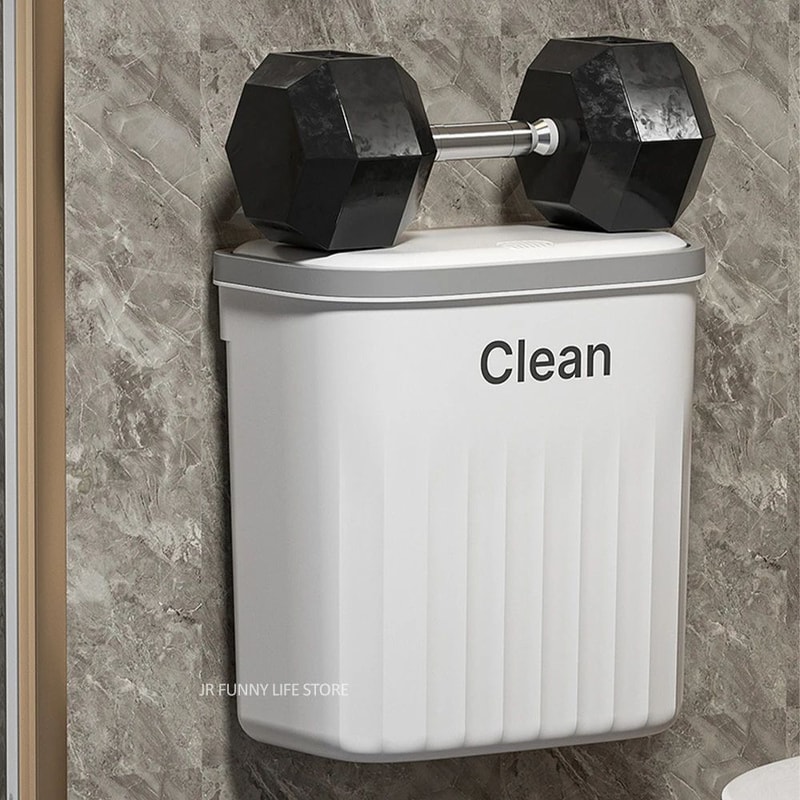 PressType Wall Mounted Trash Can 1216L With Lid For Bathroom And Kitchen 4