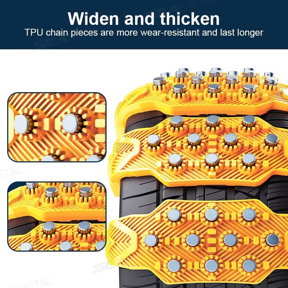 SEAMETAL 4Piece Car Snow Tire Chains AntiSkid Cable For Winter Driving 3