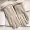 Beige Plush Lined Touchscreen Winter Gloves For Women And Men 1