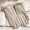 Beige Plush Lined Touchscreen Winter Gloves For Women And Men 1
