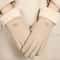 Beige Plush Lined Touchscreen Winter Gloves For Women And Men 3