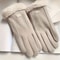 Beige Plush Lined Touchscreen Winter Gloves For Women And Men 5