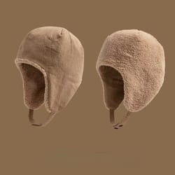 reversible thick wool beanie hat for autumn and winter outdoor warmth