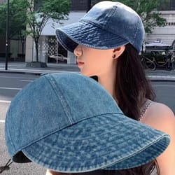 reversible foldable cotton wide brim sun hat with adjustable drawstring for men and women
