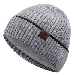 unisex plush fleece lined knitted winter beanie hat for outdoor cold weather