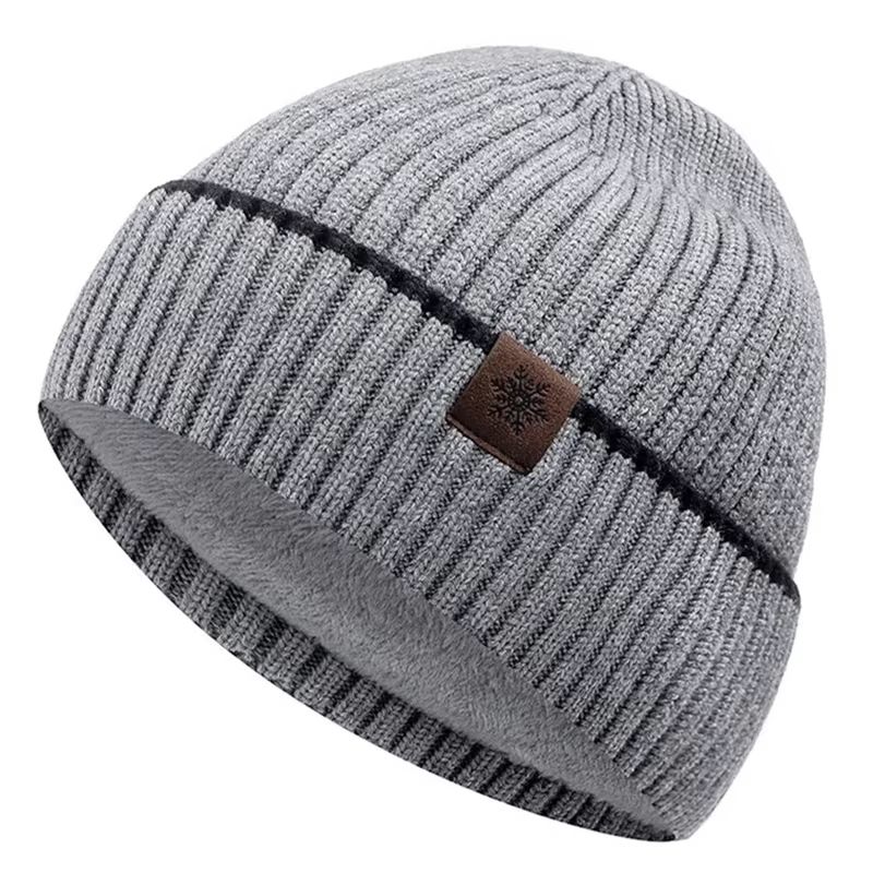 Unisex Plush Fleece Lined Knitted Winter Beanie Hat For Outdoor Cold Weather 9