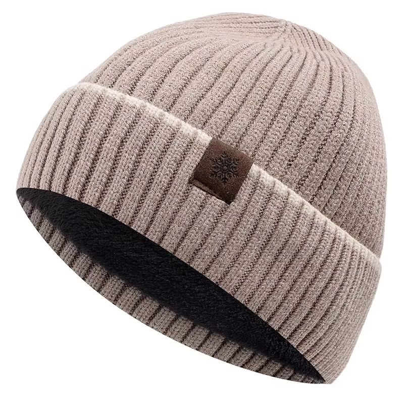 Unisex Plush Fleece Lined Knitted Winter Beanie Hat For Outdoor Cold Weather 10