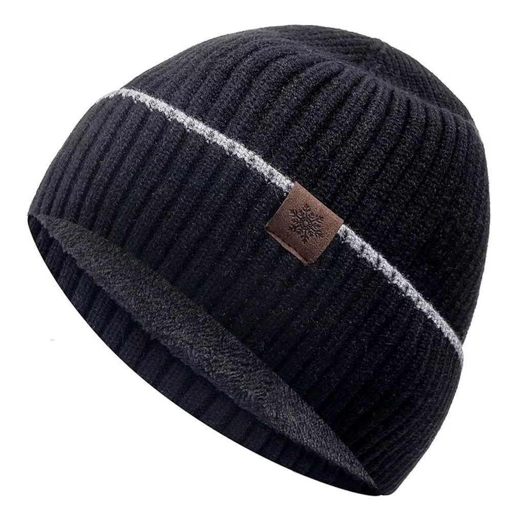 Unisex Plush Fleece Lined Knitted Winter Beanie Hat For Outdoor Cold Weather 6