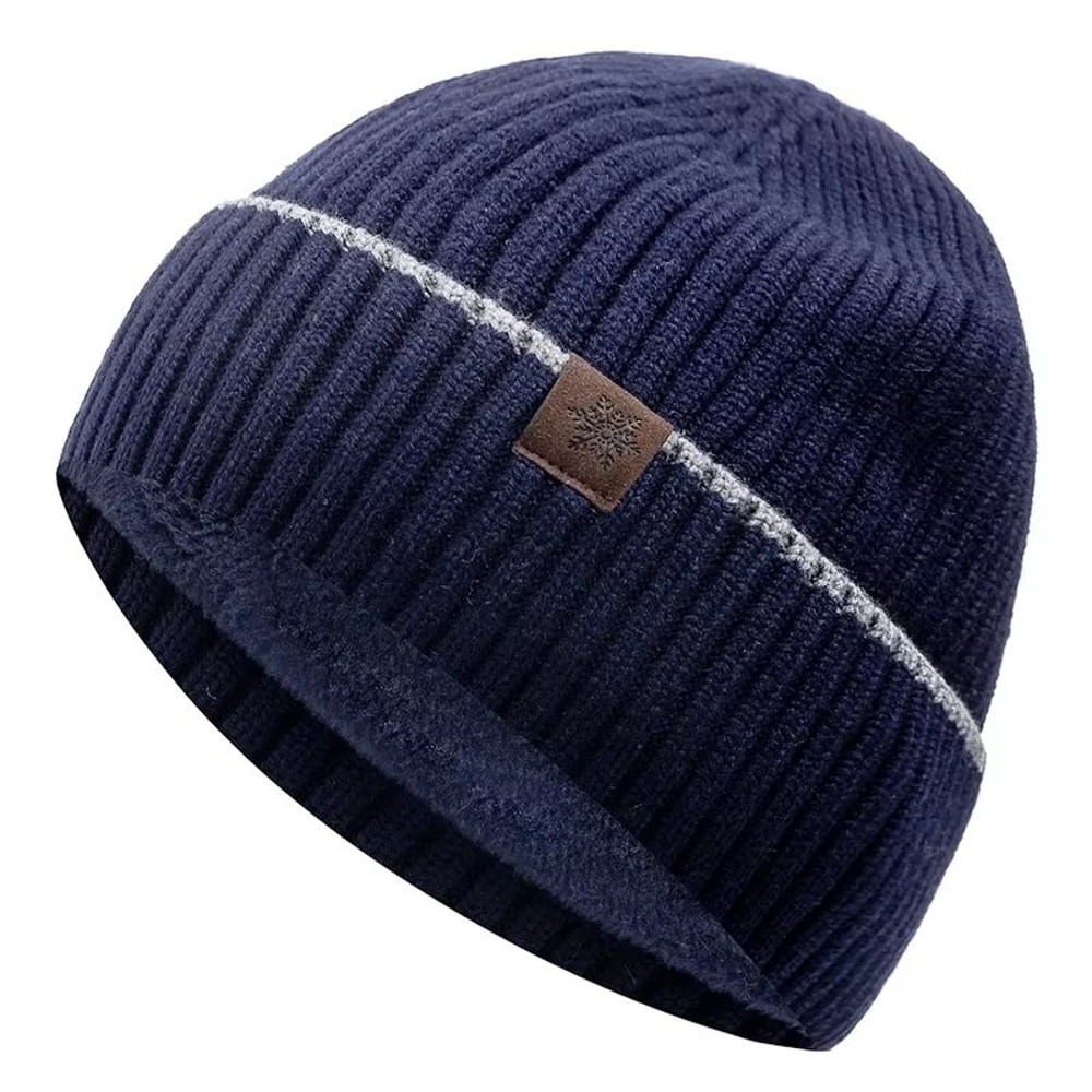 Unisex Plush Fleece Lined Knitted Winter Beanie Hat For Outdoor Cold Weather 8