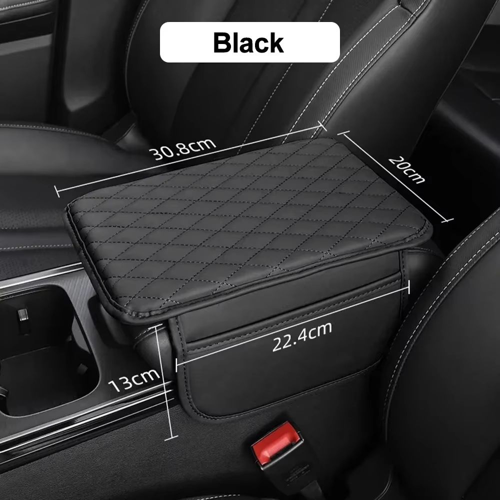 Universal Beige Quilted Leather Car Armrest Cushion With Storage Comfort And Protection For Every 6