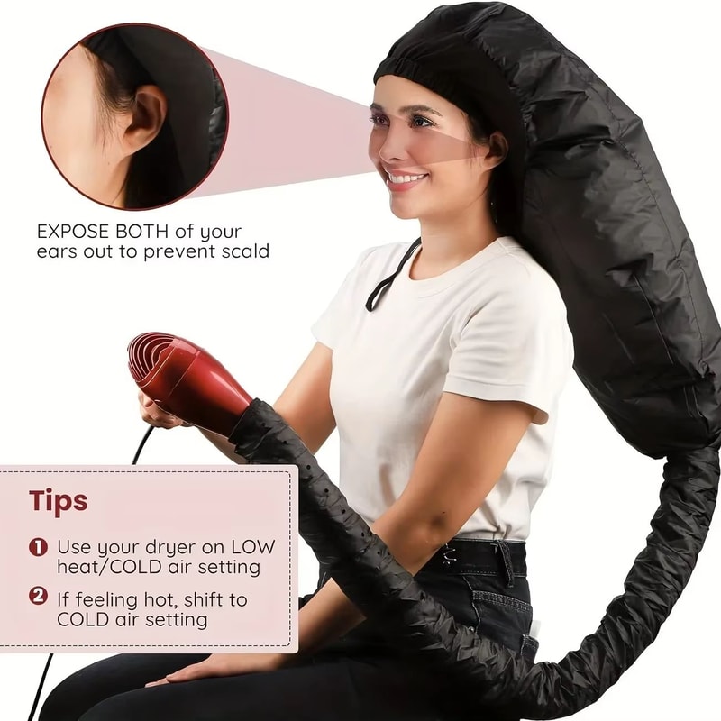 Adjustable Bonnet Hair Dryer Attachment With Deep Conditioning Cap For Curly And Textured Hair 7