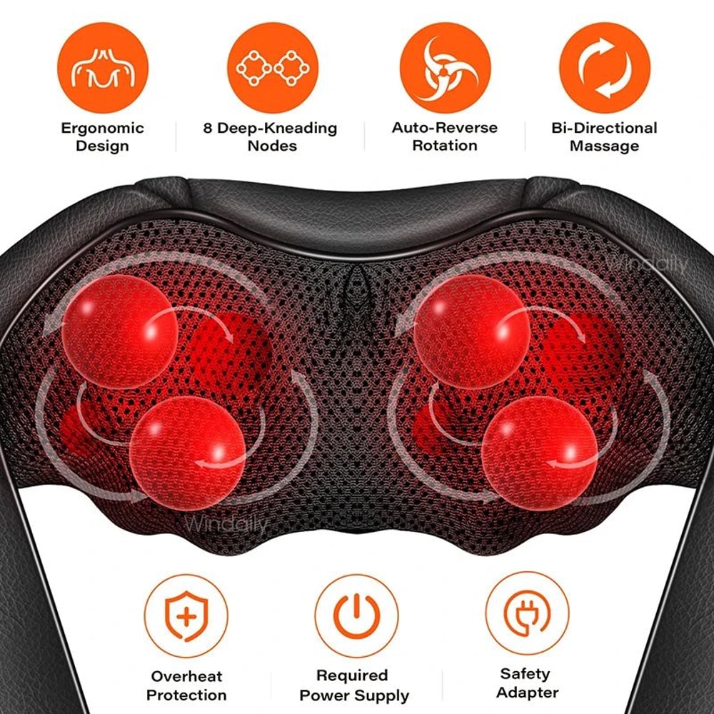 4D Shiatsu Heated Neck And Full Body Massage Pillow 1
