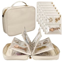 travel jewelry organizer book binder with clear zipper pouches and velvet pouch set