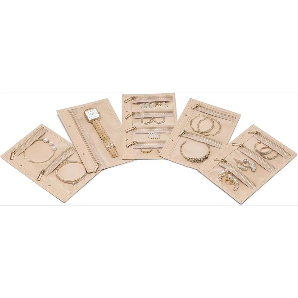 Travel Jewelry Organizer Book Ring Binder Jewelry Storage With Clear Zipper Pouches 6