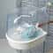 Transparent Splash Proof Bird Bath Tub For Cage With Easy Grip Handle 0