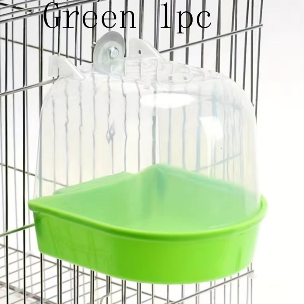 Transparent Splash Proof Bird Bath Tub For Cage With Easy Grip Handle 6