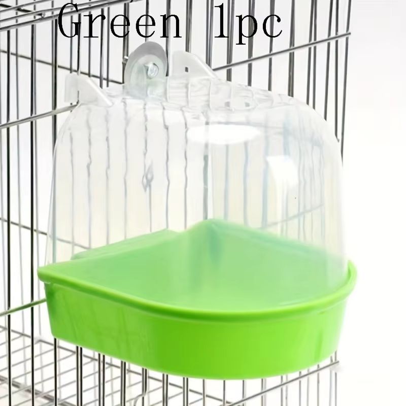 Transparent Splash Proof Bird Bath Tub For Cage With Easy Grip Handle 6