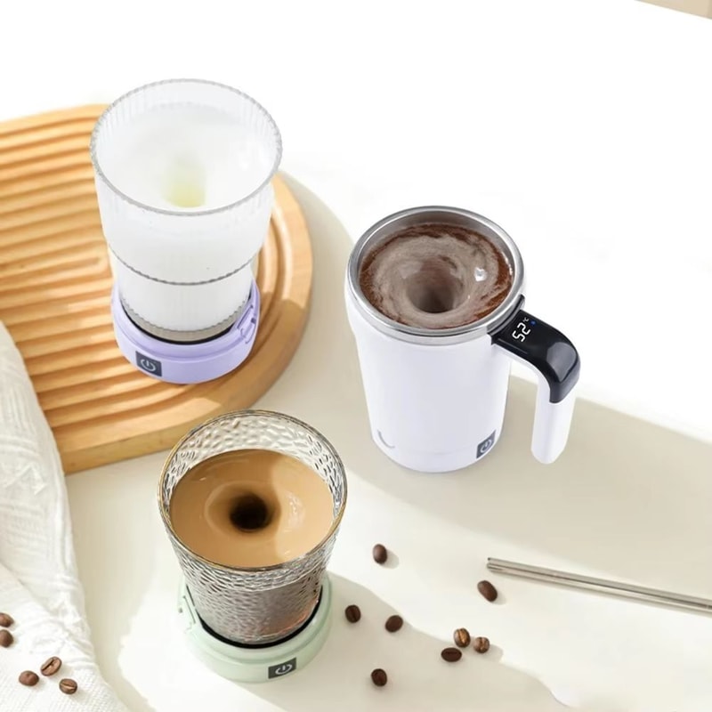 Rechargeable Self Stirring Mug Magnetic Mixing Cup Stainless Steel Coffee Tumbler 4