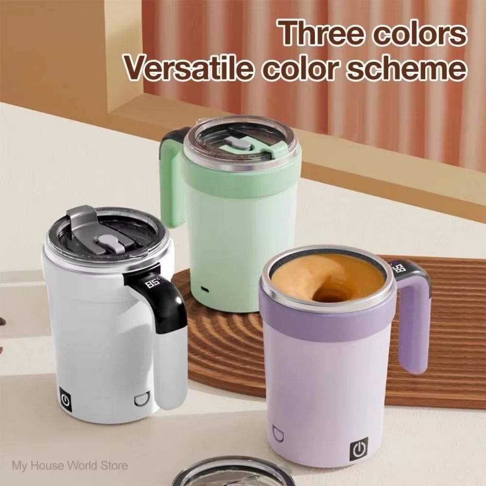Rechargeable Self Stirring Mug Magnetic Mixing Cup Stainless Steel Coffee Tumbler 5