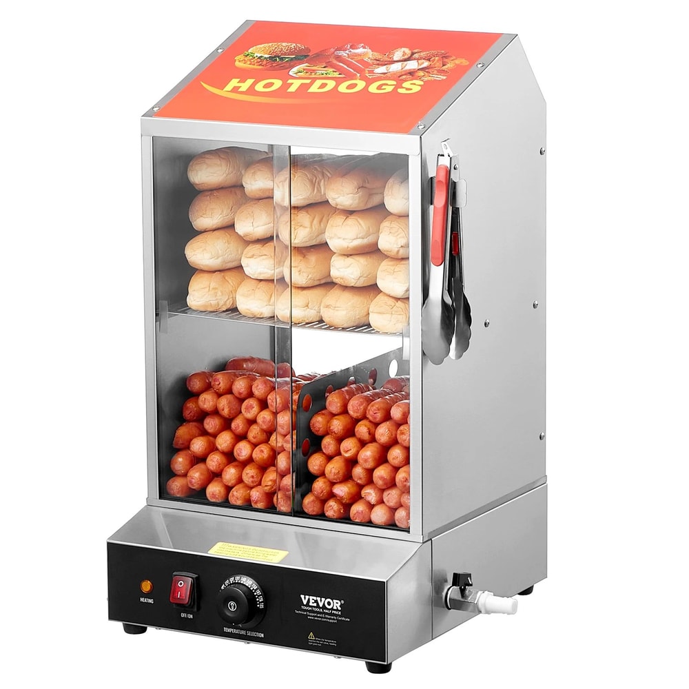 36L 2Tier Hot Dog Steamer With Adjustable Temp Electric Bun Warmer 0